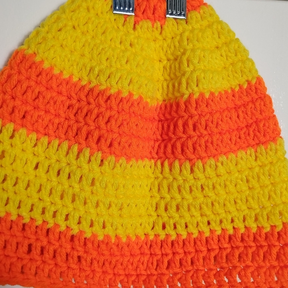 Men And Women Orange and Yellow Striped Beanie - Picture 5 of 12